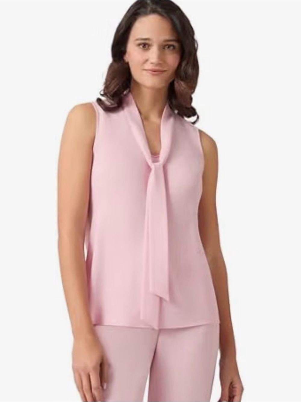 Kasper Sleeveless Tie-Neck Blouse